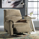  Manufacturer Color_Mocha  -- Signature Design by Ashley Nerviano Fabric Recliner with Wall Recline IMAGE 4