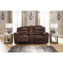  Manufacturer Color_Chocolate  Motion Type_Power Recline  -- Signature Design by Ashley Stoneland Reclining Leather Look Loveseat with Console IMAGE 4