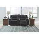  Motion Type_Reclining  -- Signature Design by Ashley Draycoll Reclining Fabric Loveseat with Console IMAGE 6