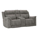  Manufacturer Color_Slate  -- Signature Design by Ashley Next Gen DuraPella Power Reclining Leather Look Loveseat with Console IMAGE 1