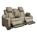  Manufacturer Color_Sand  -- Signature Design by Ashley Next Gen DuraPella Power Reclining Leather Look Loveseat with Console IMAGE 1