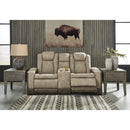  Manufacturer Color_Sand  -- Signature Design by Ashley Next Gen DuraPella Power Reclining Leather Look Loveseat with Console IMAGE 5