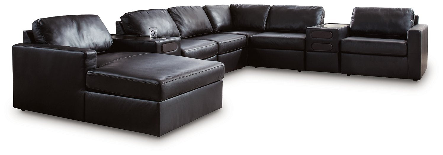 Modmax II Sectional with Chaise and Audio Consoles - Atchison Furniture Company (Atchison, KS)