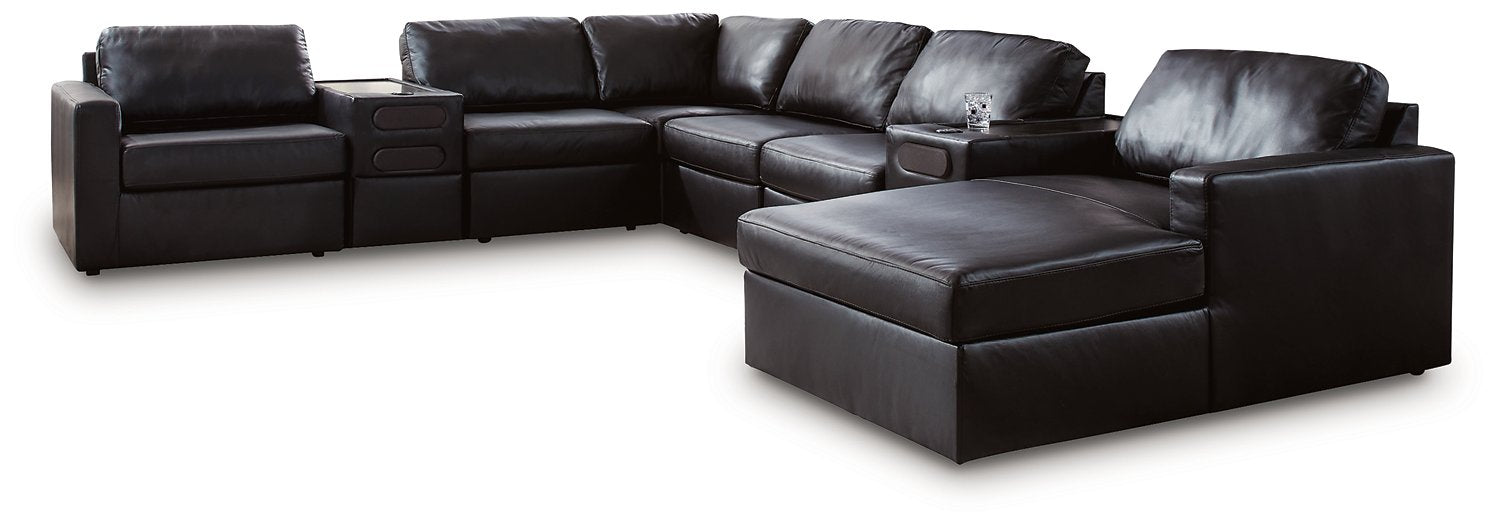Modmax II Sectional with Chaise and Audio Consoles - Atchison Furniture Company (Atchison, KS)