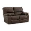  Manufacturer Color_Dark Brown -- Signature Design by Ashley Leesworth Reclining Leather Match Loveseat IMAGE 1