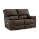  Manufacturer Color_Dark Brown  -- Signature Design by Ashley Leesworth Reclining Leather Match Loveseat IMAGE 1