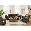  Manufacturer Color_Dark Brown  -- Signature Design by Ashley Leesworth Power Reclining Leather Match Sofa IMAGE 11
