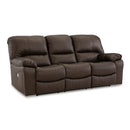  Manufacturer Color_Dark Brown  -- Signature Design by Ashley Leesworth Power Reclining Leather Match Sofa IMAGE 1
