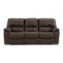 Manufacturer Color_Dark Brown  -- Signature Design by Ashley Leesworth Power Reclining Leather Match Sofa IMAGE 3