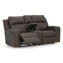  Manufacturer Color_Umber  -- Signature Design by Ashley Lavenhorne Reclining Leather Look Loveseat with Console IMAGE 2