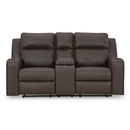 Manufacturer Color_Umber  -- Signature Design by Ashley Lavenhorne Reclining Leather Look Loveseat with Console IMAGE 3