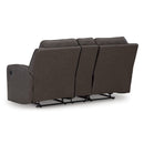  Manufacturer Color_Umber  -- Signature Design by Ashley Lavenhorne Reclining Leather Look Loveseat with Console IMAGE 5