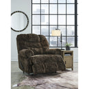  Manufacturer Color_Chocolate  -- Signature Design by Ashley Movie Man Fabric Recliner with Wall Recline IMAGE 7