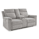  Manufacturer Color_Ash  -- Signature Design by Ashley Barnsana Power Reclining Fabric Loveseat with Console IMAGE 1