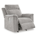  Manufacturer Color_Ash  -- Signature Design by Ashley Barnsana Power Rocker Fabric Recliner IMAGE 2