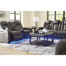  Manufacturer Color_Shadow  -- Signature Design by Ashley Fyne Dyme Power Reclining Leather Look Loveseat with Console IMAGE 12