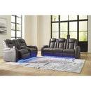  Manufacturer Color_Shadow  -- Signature Design by Ashley Fyne Dyme Power Reclining Leather Look Loveseat with Console IMAGE 13