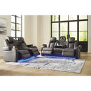  Manufacturer Color_Shadow  -- Signature Design by Ashley Fyne Dyme Power Reclining Leather Look Loveseat with Console IMAGE 16