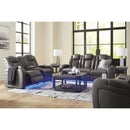  Manufacturer Color_Shadow  -- Signature Design by Ashley Fyne Dyme Power Reclining Leather Look Loveseat with Console IMAGE 18