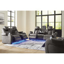  Manufacturer Color_Shadow  -- Signature Design by Ashley Fyne Dyme Power Reclining Leather Look Loveseat with Console IMAGE 19