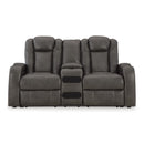  Manufacturer Color_Shadow  -- Signature Design by Ashley Fyne Dyme Power Reclining Leather Look Loveseat with Console IMAGE 3