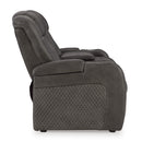 Manufacturer Color_Shadow  -- Signature Design by Ashley Fyne Dyme Power Reclining Leather Look Loveseat with Console IMAGE 4
