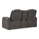  Manufacturer Color_Shadow  -- Signature Design by Ashley Fyne Dyme Power Reclining Leather Look Loveseat with Console IMAGE 5