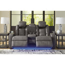  Manufacturer Color_Shadow  -- Signature Design by Ashley Fyne Dyme Power Reclining Leather Look Loveseat with Console IMAGE 6