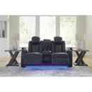  Manufacturer Color_Sapphire  -- Fyne-Dyme 3660318 Power Reclining Loveseat with Console and Adjustable Headrest IMAGE 7