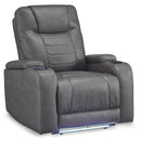  Manufacturer Color_Slate  -- Signature Design by Ashley Schooner Rocks Power Leather Look Recliner IMAGE 1