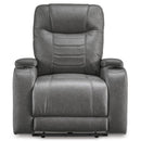  Manufacturer Color_Slate  -- Signature Design by Ashley Schooner Rocks Power Leather Look Recliner IMAGE 3