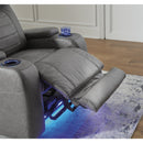  Manufacturer Color_Slate  -- Signature Design by Ashley Schooner Rocks Power Leather Look Recliner IMAGE 9