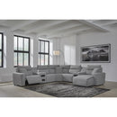  Manufacturer Color_Salt and Pepper  -- Signature Design by Ashley ModMax II Power Reclining Fabric 7 pc Sectional IMAGE 6