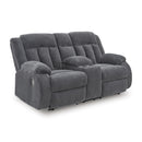  Manufacturer Color_Steel  -- Signature Design by Ashley Observation Power Reclining Fabric Loveseat with Console IMAGE 1