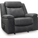  Manufacturer Color_Shadow  -- Signature Design by Ashley Status Check Rocker Leather Look Recliner IMAGE 1