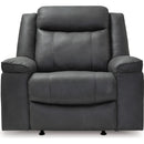  Manufacturer Color_Shadow  -- Signature Design by Ashley Status Check Rocker Leather Look Recliner IMAGE 3