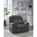  Manufacturer Color_Shadow  -- Signature Design by Ashley Status Check Rocker Leather Look Recliner IMAGE 6