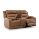  Manufacturer Color_Caramel  -- Signature Design by Ashley Knightington Power Reclining Leather Match Loveseat with Console IMAGE 2