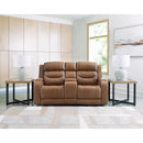  Manufacturer Color_Caramel  -- Signature Design by Ashley Knightington Power Reclining Leather Match Loveseat with Console IMAGE 5