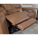  Manufacturer Color_Caramel  -- Signature Design by Ashley Knightington Power Reclining Leather Match Loveseat with Console IMAGE 9