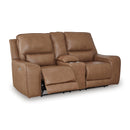  Manufacturer Color_Caramel  -- Signature Design by Ashley DeepWakes Power Reclining Leather Match Loveseat with Console IMAGE 2