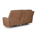  Manufacturer Color_Caramel  -- Signature Design by Ashley DeepWakes Power Reclining Leather Match Loveseat with Console IMAGE 4
