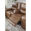 Manufacturer Color_Caramel  -- Signature Design by Ashley DeepWakes Power Reclining Leather Match Loveseat with Console IMAGE 8