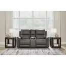  Manufacturer Color_Anchor  -- Signature Design by Ashley Bleckley Power Reclining Leather Match Loveseat with Console IMAGE 6