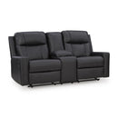  Manufacturer Color_Carbon  -- Benchcraft Mackmenville Reclining Leather Look Loveseat with Console IMAGE 1
