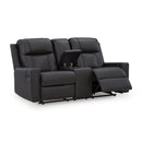  Manufacturer Color_Carbon  -- Benchcraft Mackmenville Reclining Leather Look Loveseat with Console IMAGE 2