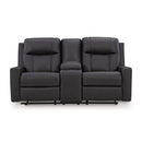  Manufacturer Color_Carbon  -- Benchcraft Mackmenville Reclining Leather Look Loveseat with Console IMAGE 3
