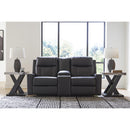  Manufacturer Color_Carbon  -- Benchcraft Mackmenville Reclining Leather Look Loveseat with Console IMAGE 5