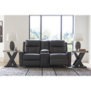  Manufacturer Color_Carbon  -- Benchcraft Mackmenville Reclining Leather Look Loveseat with Console IMAGE 6