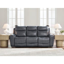  Manufacturer Color_Admiral  -- Signature Design by Ashley Next Move Power Reclining Leather Match Sofa IMAGE 4
